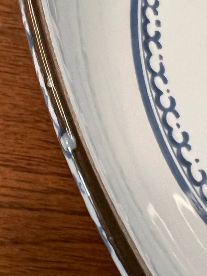 Vintage OUD Delft Blue and White Footed Bowl Boscobel Restoration 1983 9.5” D
