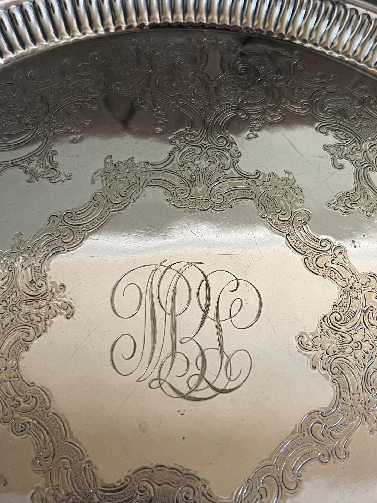 Silverplate Serving Tray – Vintage Gorham Superfine Monogrammed 12” Tray