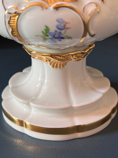 Meissen B-Form 9.5 Inch Porcelain Floral Vase c. 1950s