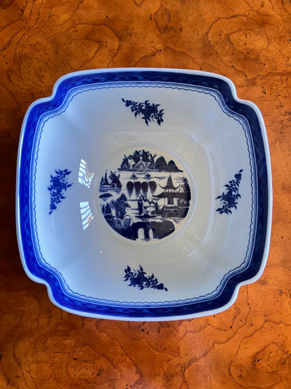 Mottahedeh Blue Canton Large Square Bowl – 10.25” Chinoiserie Porcelain