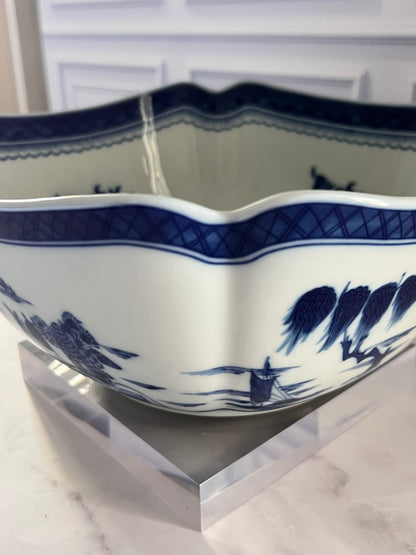 Mottahedeh Blue Canton Large Square Bowl – 10.25” Chinoiserie Porcelain