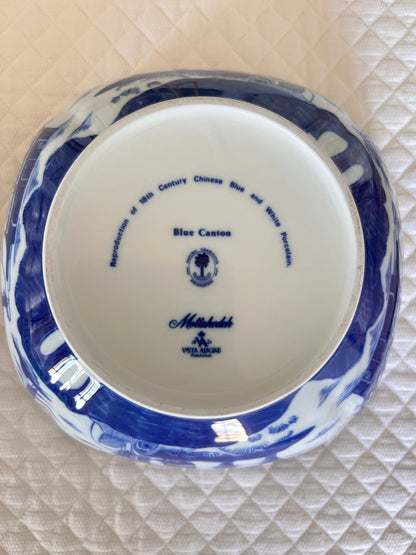Mottahedeh Blue Canton Large Square Bowl – 10.25” Chinoiserie Porcelain