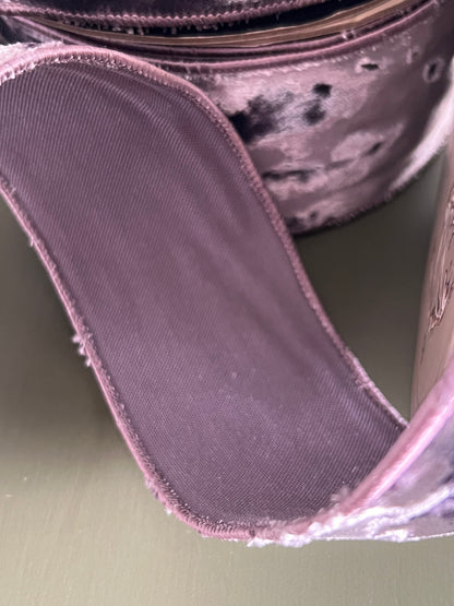 Silver Lavender Plum Crushed Velvet Wired Designer Ribbon – 2.5” x 10 Yards