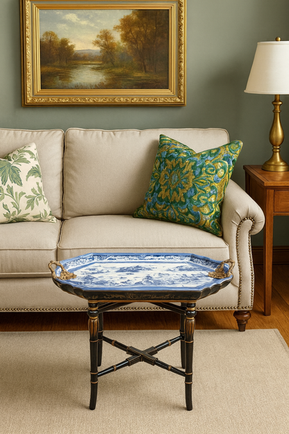 Conservatory Blue Willow Tray Table