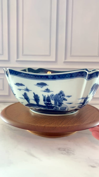 Mottahedeh Blue Canton Large Square Bowl – 10.25” Chinoiserie Porcelain