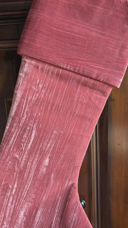 Coral Crushed Velvet 25” Stocking