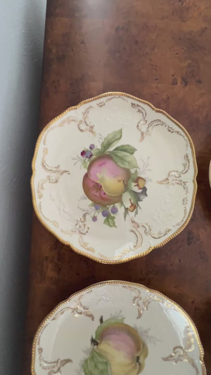 Vintage Rosenthal Fruit Plates Set of 8 | Ivory & Gold